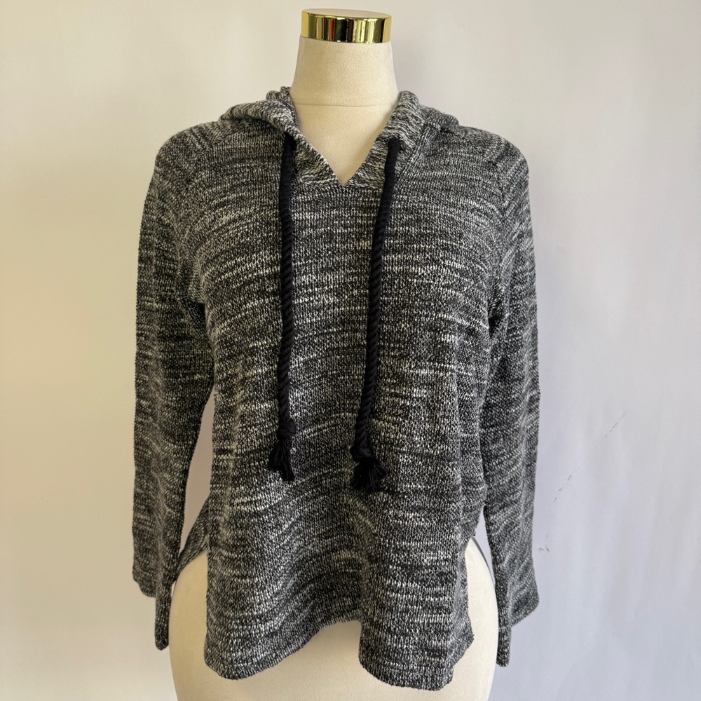 Paper Crane Gradient Gray Knit Hoodie Sweater